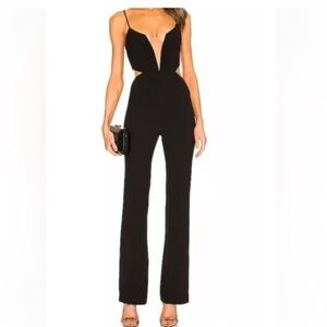 Michael Costello x Revolve Black Plunge Neck Jumpsuit Size Small